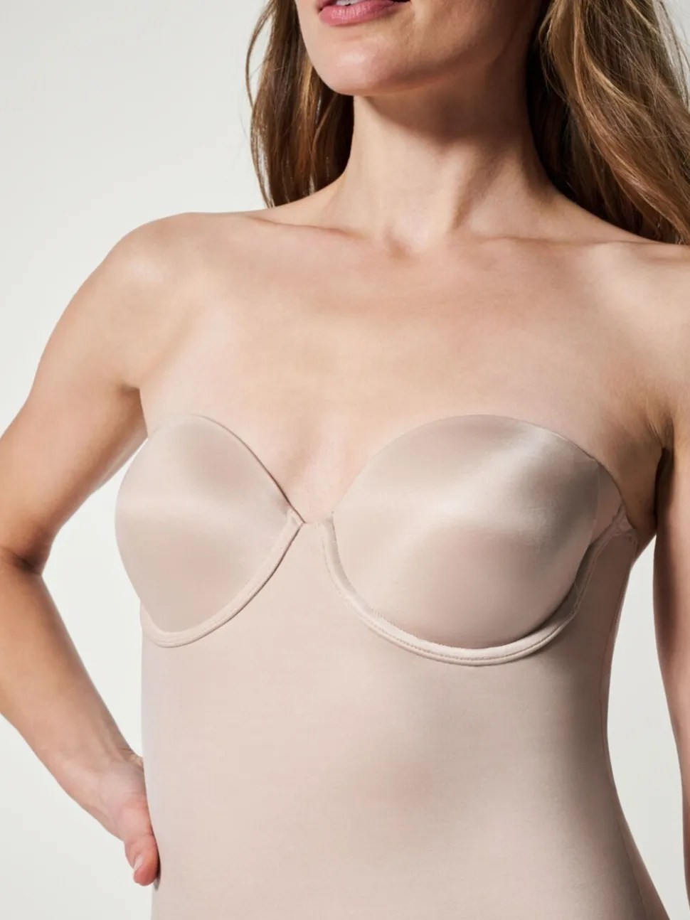 Beige - SPANXshape™ Suit Your Fancy Strapless Cupped Briefs Bodysuit
