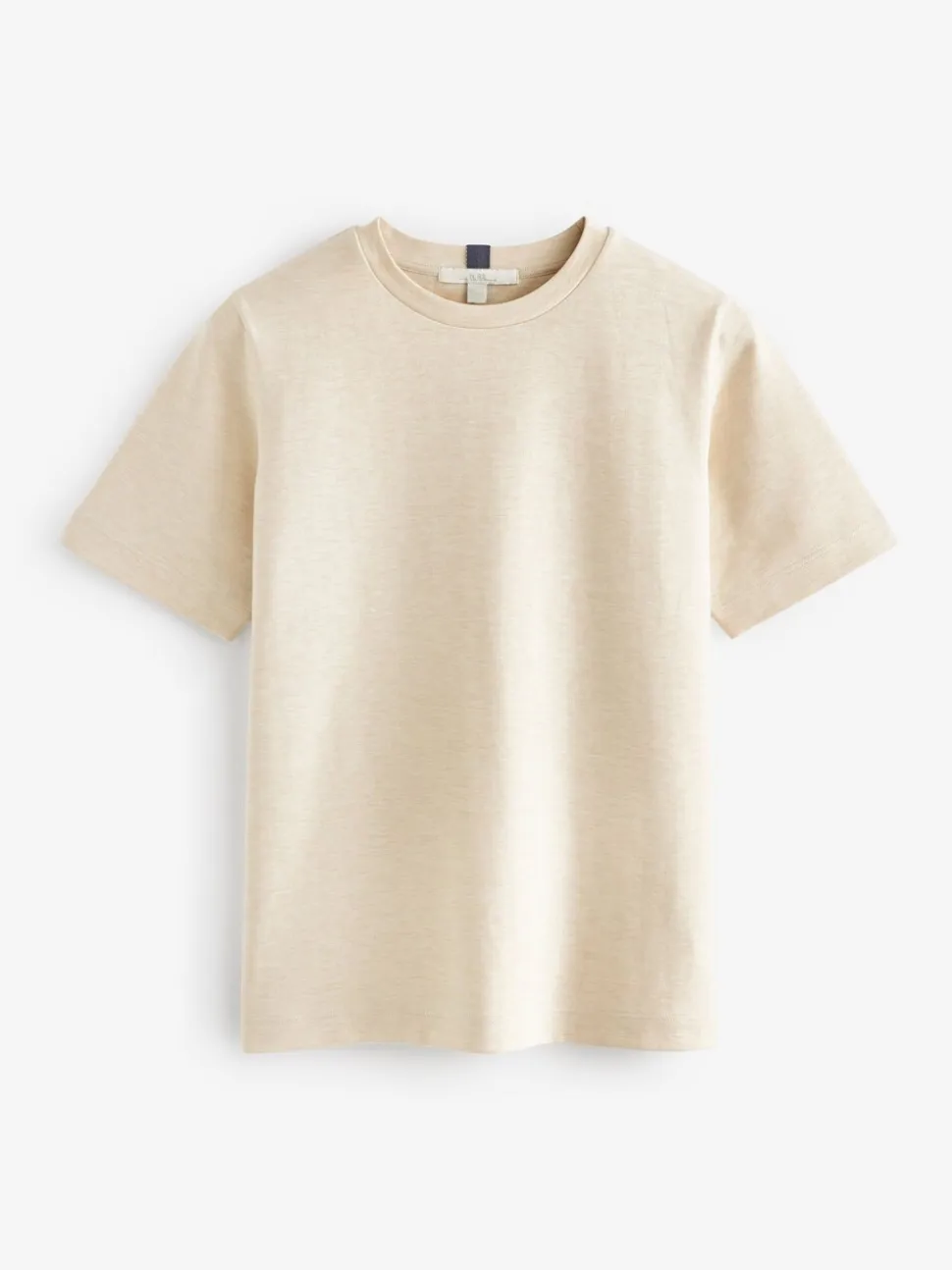 Beigebruin-crème - Dik T-shirt met ronde hals en korte mouwen