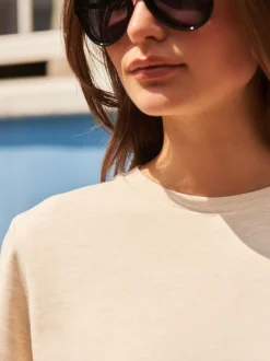 Beigebruin-crème - Dik T-shirt met ronde hals en korte mouwen