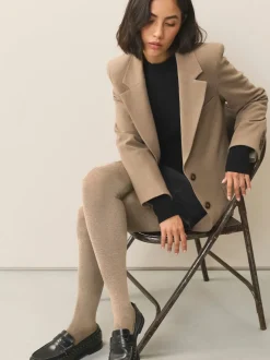Beige/neutraal gemêleerd - Set van 2 gebreide panty's met warme handgreep