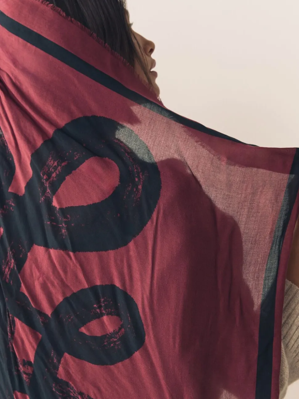 Berry Red N Swirl - Square Lightweight Scarf