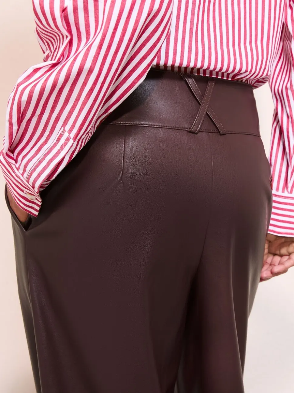 Bessenrood - Friends Like These Faux Leather Pleated Wide Leg Trousers