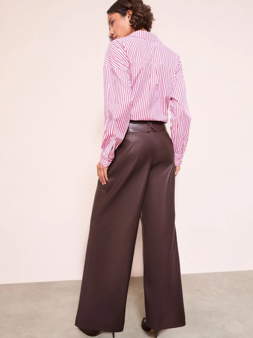 Bessenrood - Friends Like These Faux Leather Pleated Wide Leg Trousers