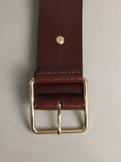 Bessenrood - N. Premium brede leren riem, Made in Italy