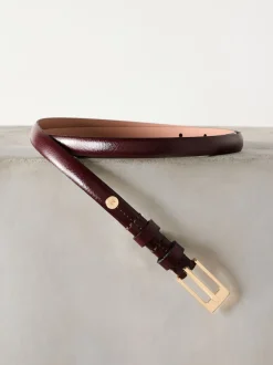 Bessenrood - N. Premium skinny Made In Italy leren riem