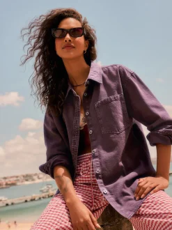 Bessenrood - Oversized denim overhemd