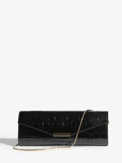 Black Croc Affect - Lipsy Clutch Bag