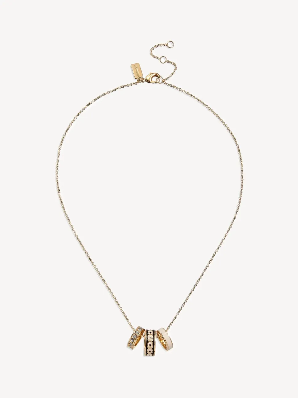 Black Enamel - COACH Enamel C Chain Rondell Necklace