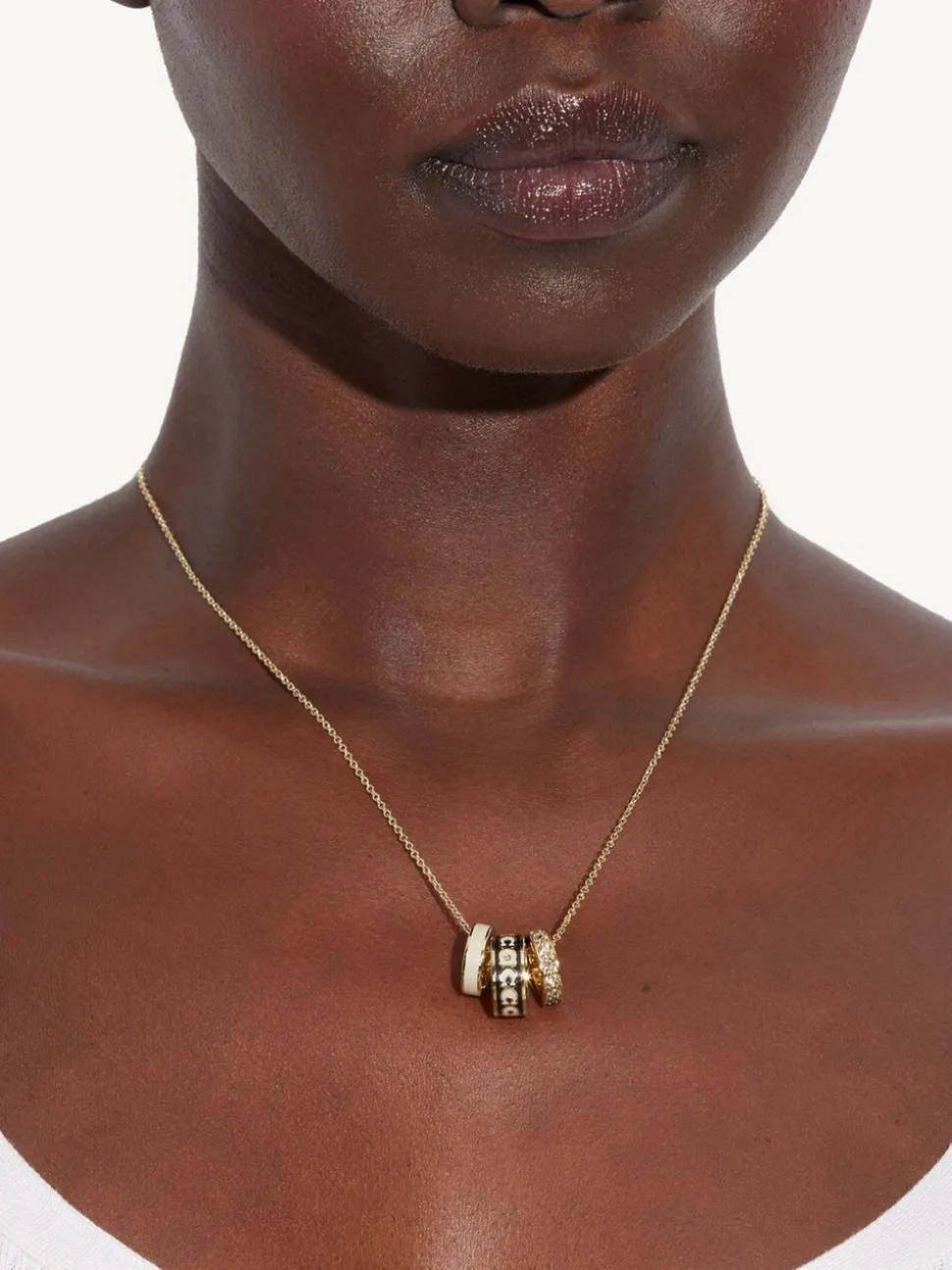 Black Enamel - COACH Enamel C Chain Rondell Necklace
