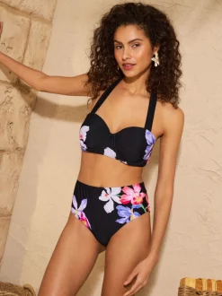 Black Iris Flower - Love & Roses bikinitop met voorgevormde cups