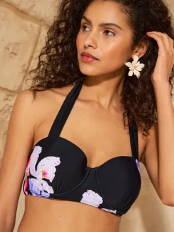 Black Iris Flower - Love & Roses bikinitop met voorgevormde cups