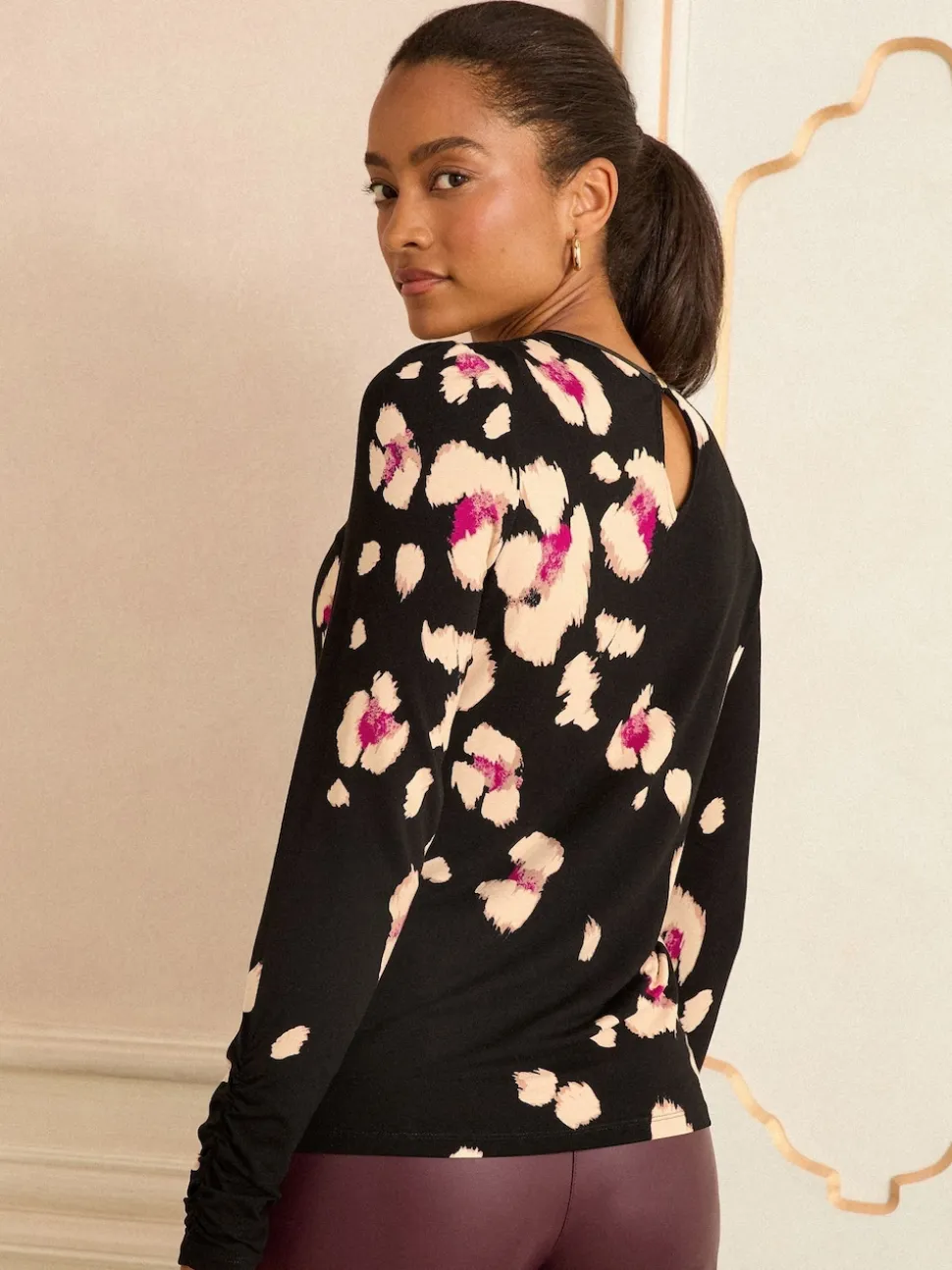 Black Placement Animal - Love & Roses - Jersey top met lange mouwen