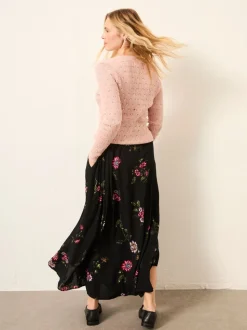 Black Spring Floral - FatFace midirok