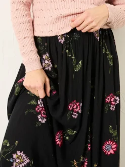 Black Spring Floral - FatFace midirok