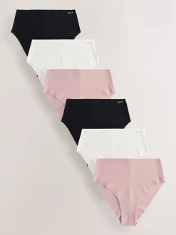 Black/Cream/Pink - Cotton Blend No VPL Knickers 7 Pack
