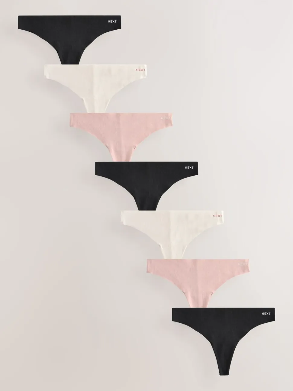 Black/Cream/Pink - Cotton Blend No VPL Knickers 7 Pack