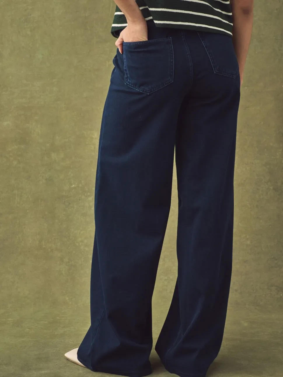 Black/Rinse Blue - Jersey denim broek met wijde pijpen 2 set