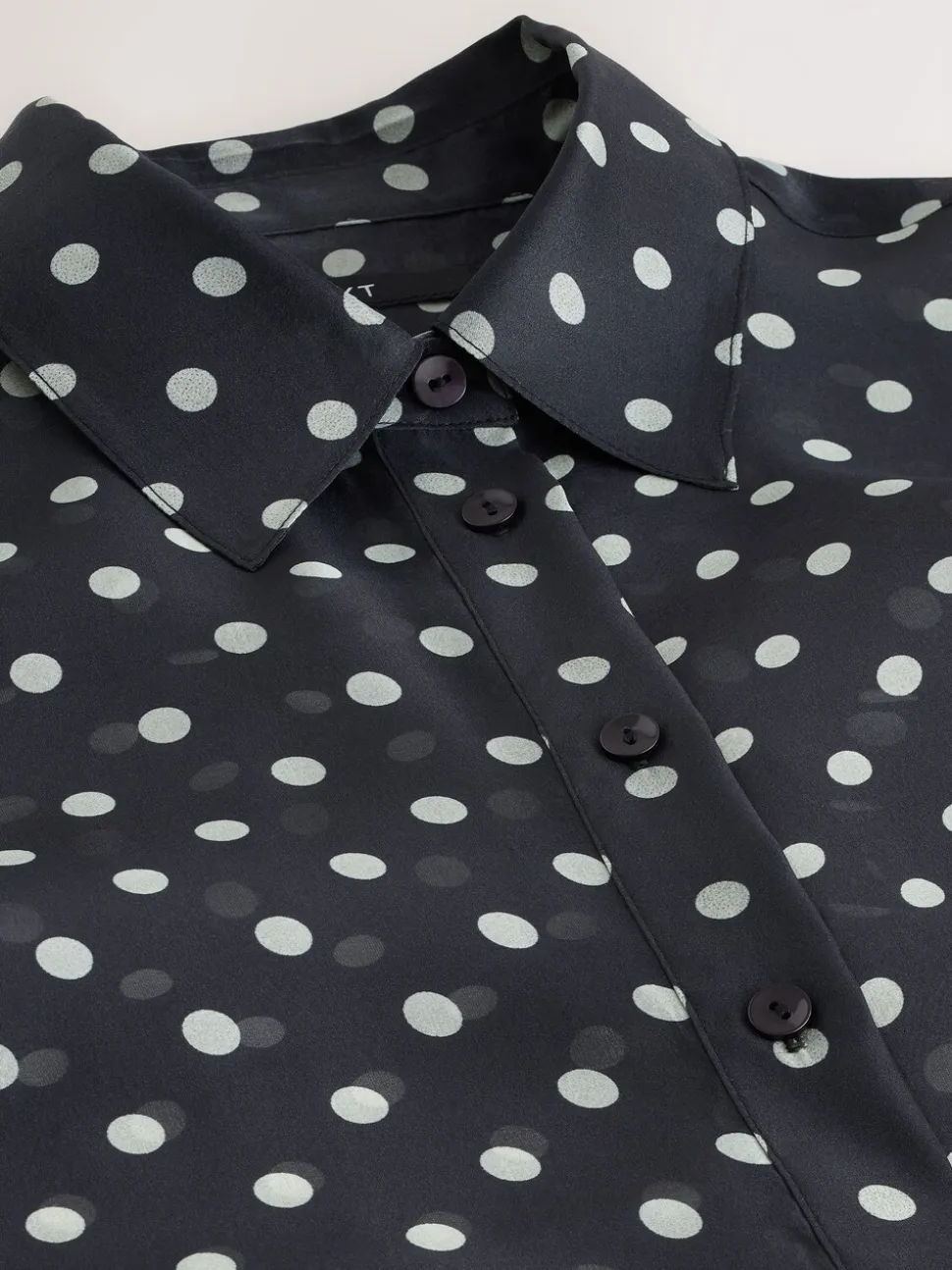 Black/Sage Polka Dot - Overhemd met doorschijnende lange mouwen