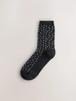Black/White Mix Print - Set van 7 paar enkelsokken
