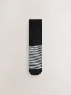 Black/White Spots/Stripe - Set van 4 paar enkelsokken
