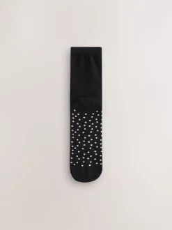 Black/White Spots/Stripe - Set van 4 paar enkelsokken