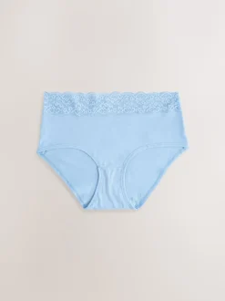 Blauw - 7 Katoenen slipjes met kant