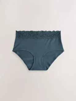 Blauw - 7 Katoenen slipjes met kant