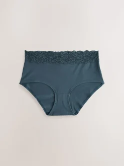 Blauw - 7 Katoenen slipjes met kant