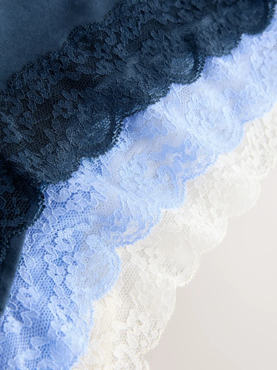 Blauw - 7 Katoenen slipjes met kant