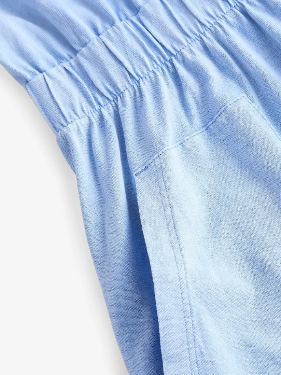 Blauw - 100% katoenen zomer midi overhemdjurk