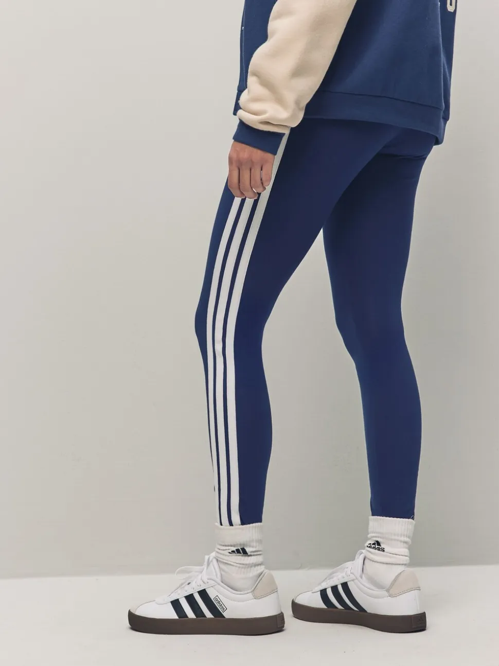 Blauw - adidas Essentials katoenen legging met 3 strepen