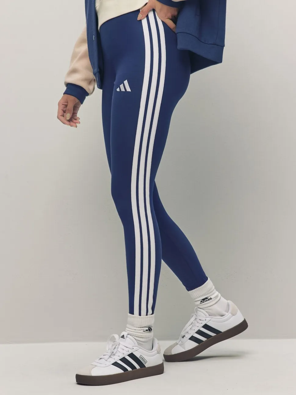 Blauw - adidas Essentials katoenen legging met 3 strepen