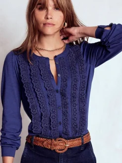 Blauw - Boden Broderie Ruffle Jersey Shirt