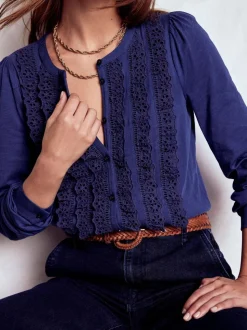 Blauw - Boden Broderie Ruffle Jersey Shirt