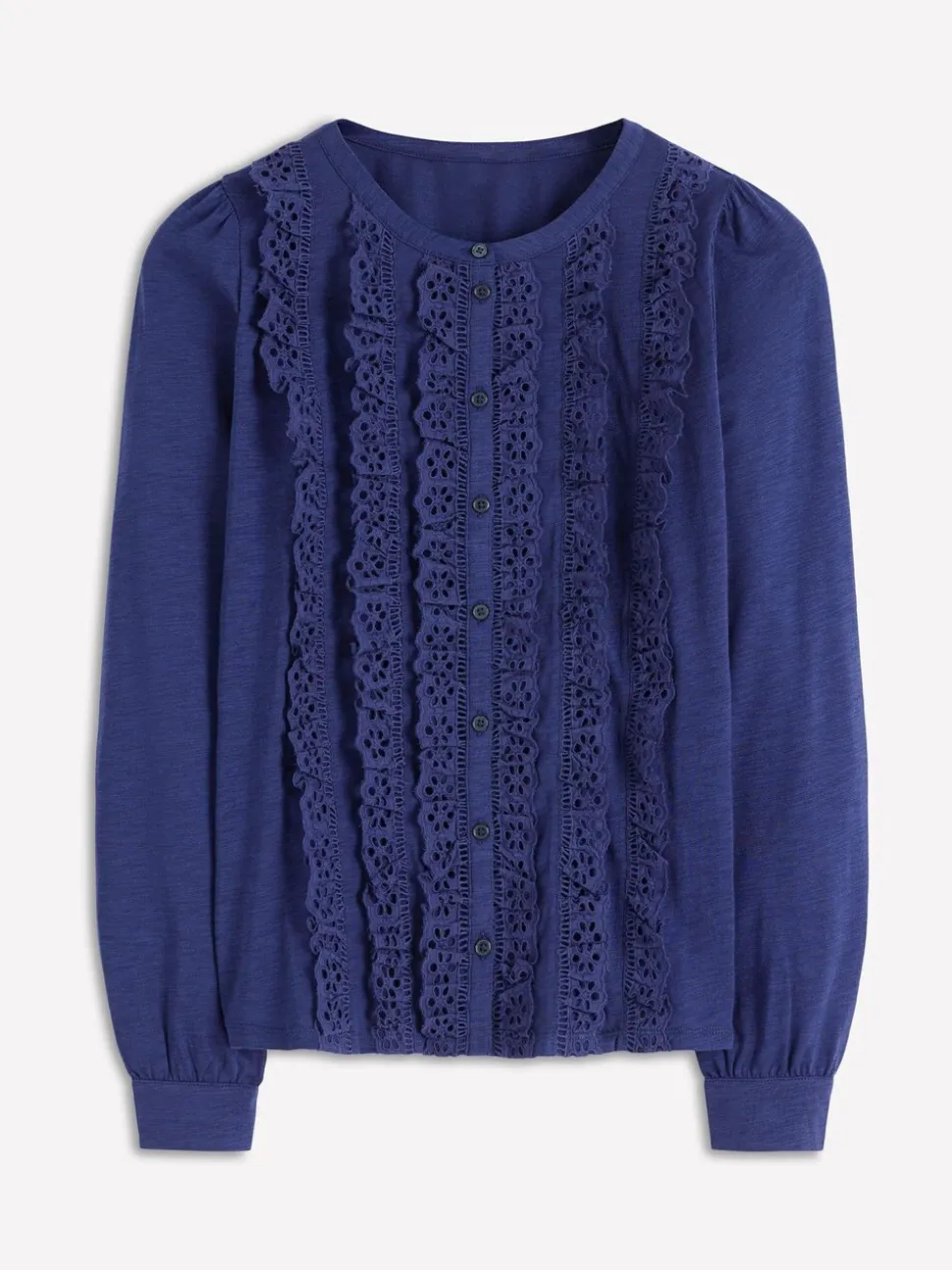 Blauw - Boden Broderie Ruffle Jersey Shirt