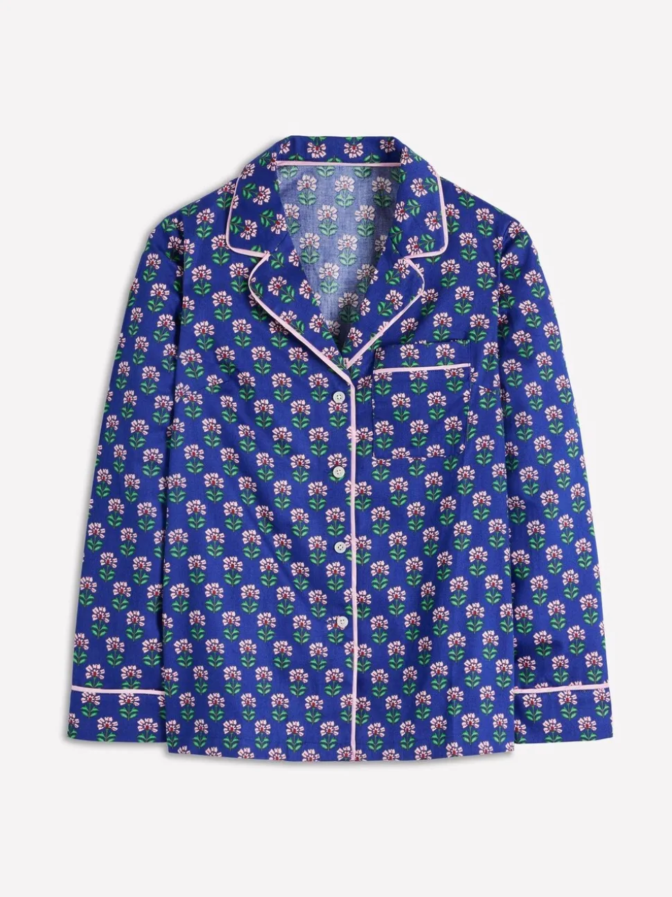 Blauw - Boden Cotton Pyjama Shirt