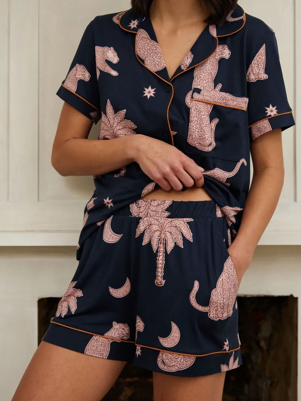Blauw - Chelsea Peers Wild Duo Print Nightshirt