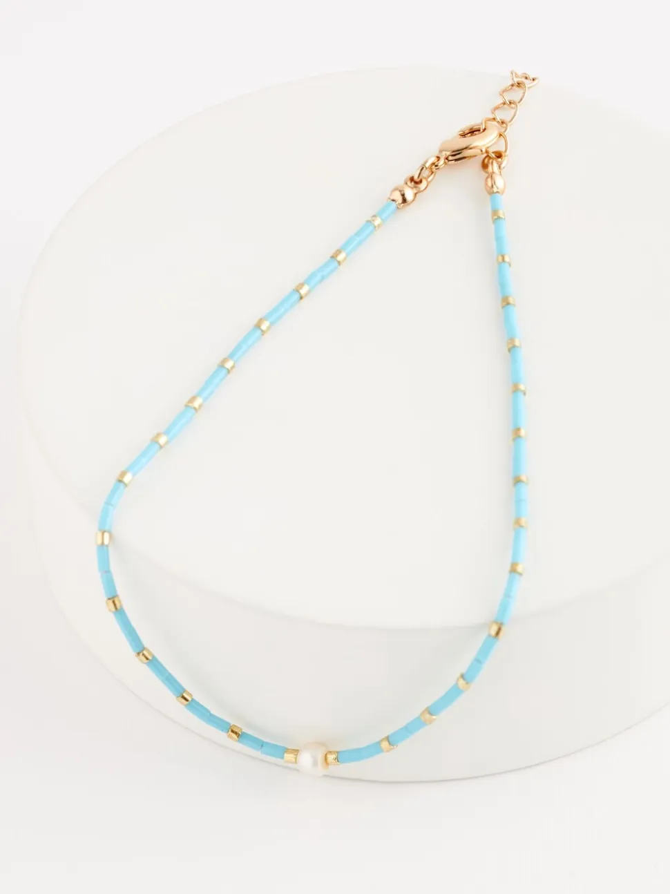 Blauw - Enkelbandje met kralen