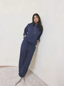 Blauw - Fleece met rits tot aan de borst