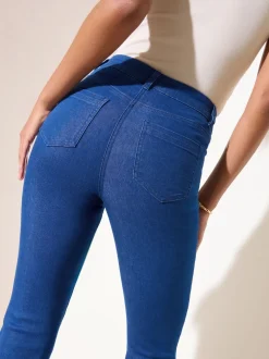 Blauw - Friends Like These jeans met zakken, hoge taille en uitlopende pijpen