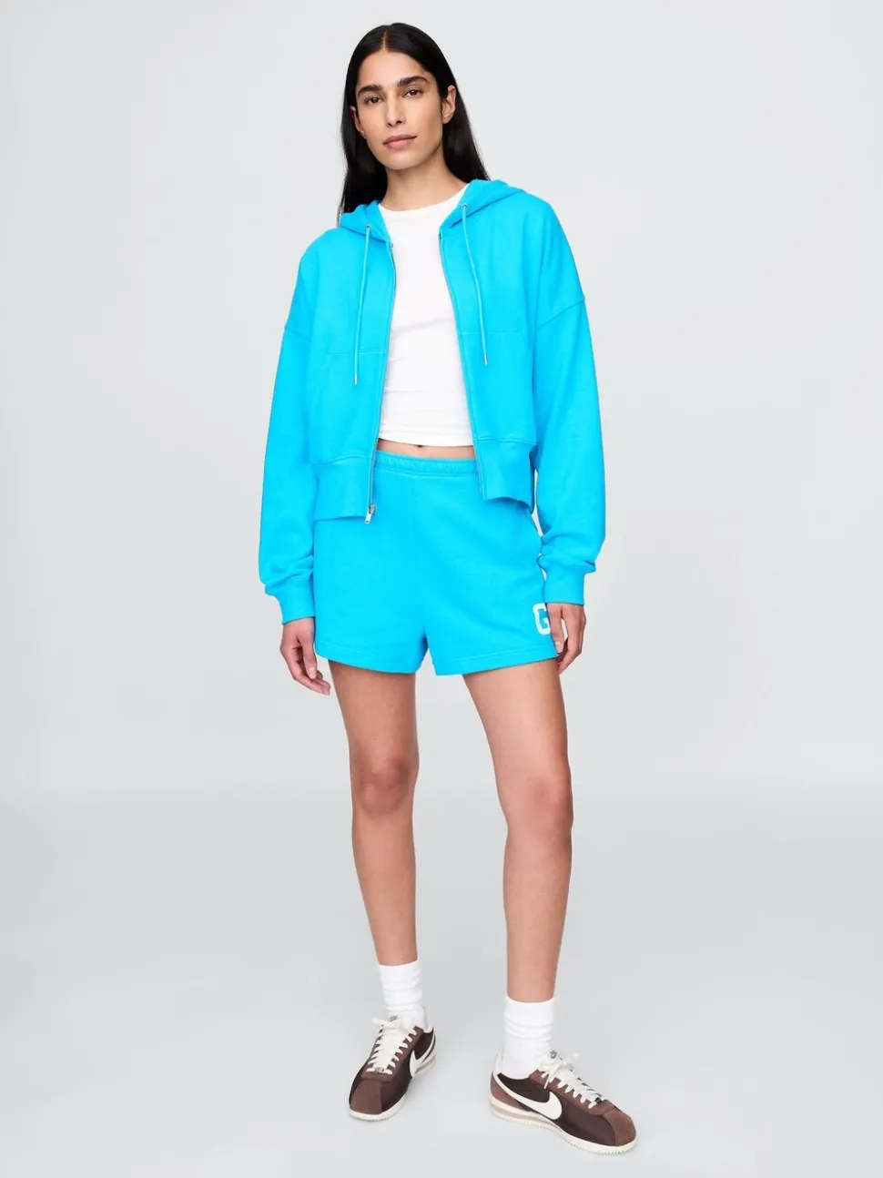 Blauw - Gap klassieke korte sweatbroek van extra zware french terry