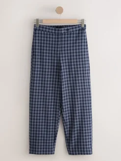 Blauw - Gingham Barrel Leg Trousers