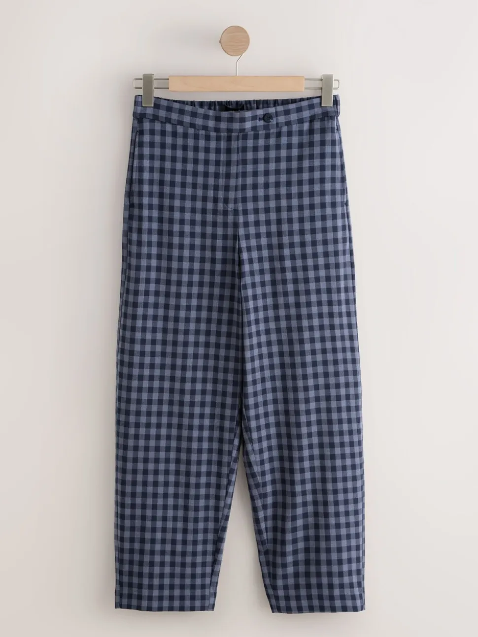 Blauw - Gingham Barrel Leg Trousers