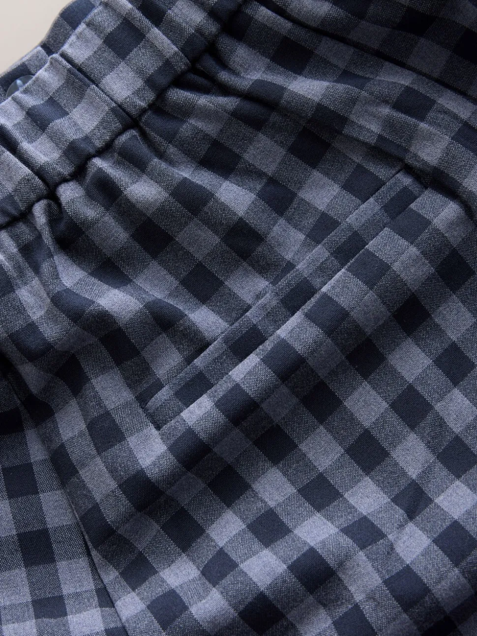 Blauw - Gingham Barrel Leg Trousers