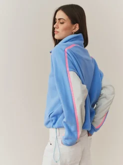 Blauw - Half Zip Fleece with Colourblock Panels
