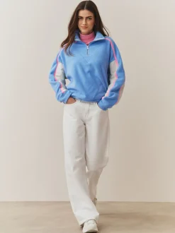 Blauw - Half Zip Fleece with Colourblock Panels
