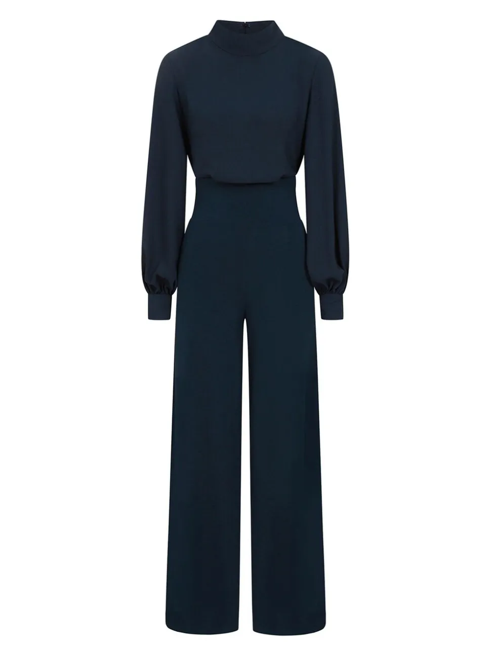 Blauw - HotSquash jumpsuit met wijde pijpen en blousonmouwen