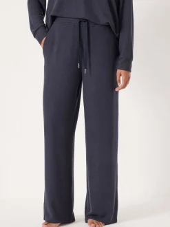 Blauw - Hush - Elle superzachte joggingbroek met wijde pijpen
