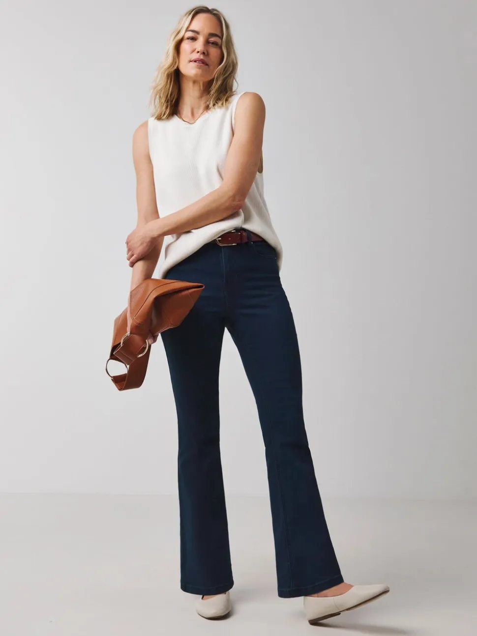 Blauw - JD Williams Supersoft Bootcut-jeans met hoge taille