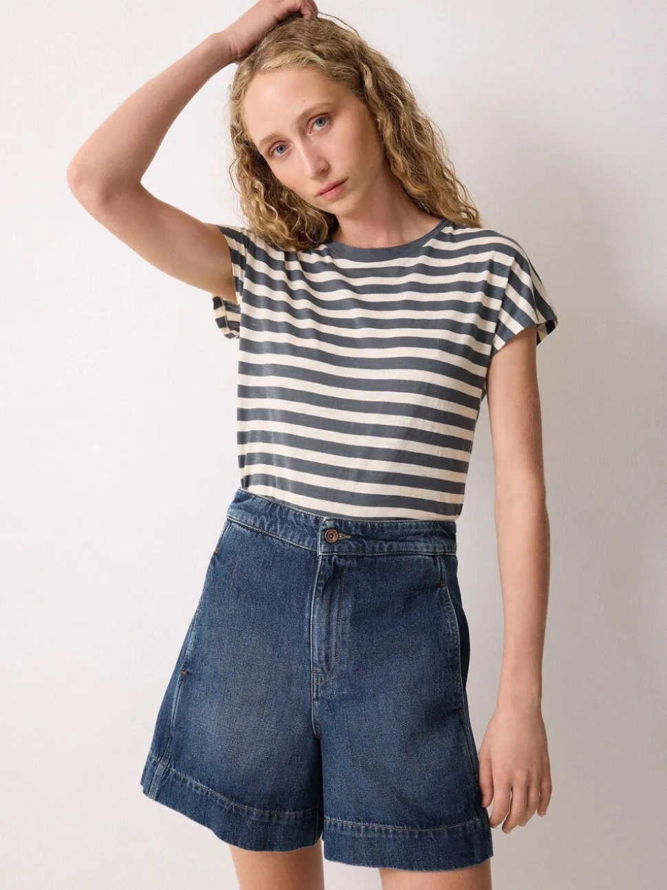 Blauw - Jigsaw Finton Denim Seam Detail Shorts